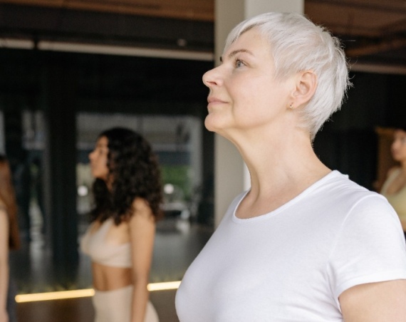 Woman taking part in low impact exercises